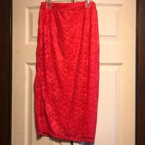 Coral midi skirt